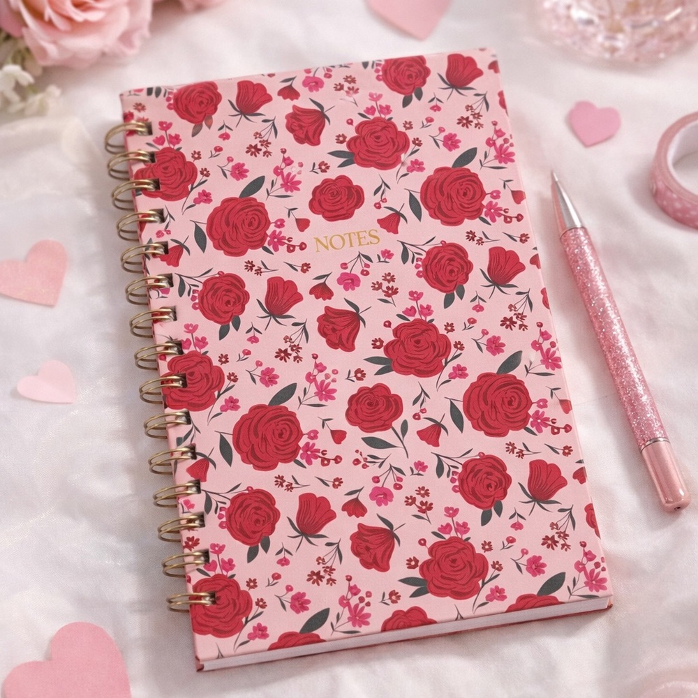 Floral Pink and Red Notebook Journal Diary NWT